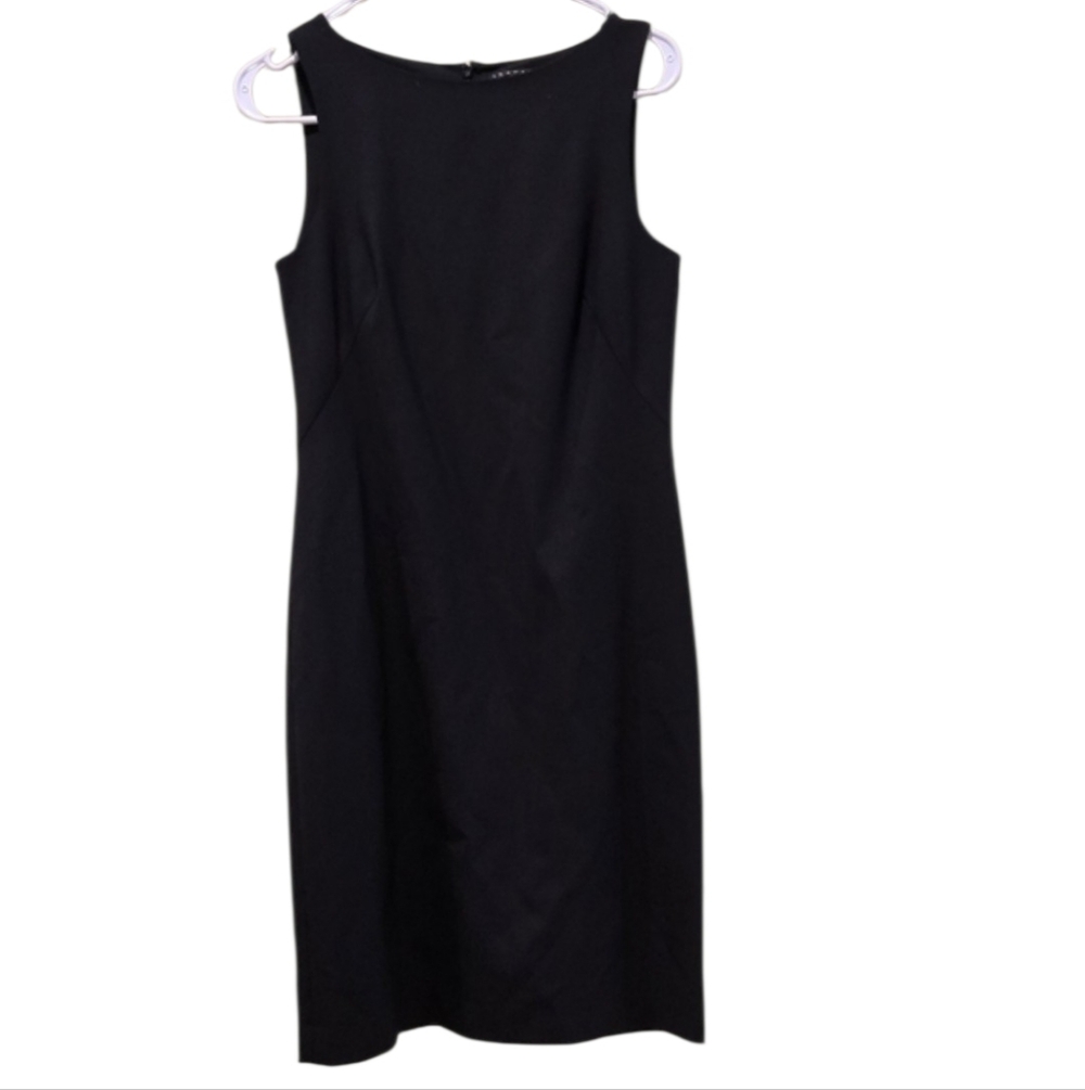 Theory Black Wool Blend Sleeveless Midi Sheath Dress Size 6